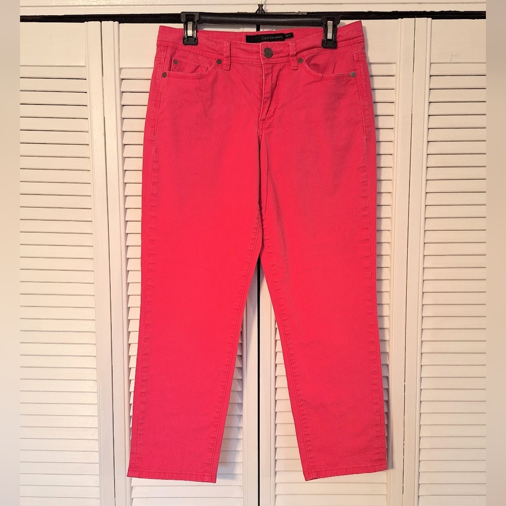 Calvin Klein Women's Vibrant Pink Skinny Crop Jeans Sz 30/10 *S - Picture 2 of 6